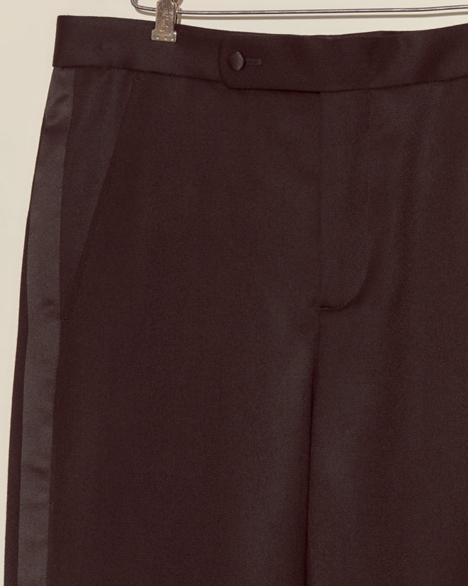 Barathea Side Buckle Tuxedo Trouser - Black