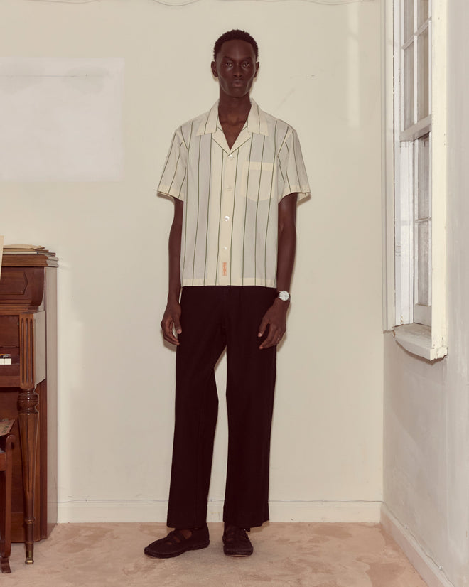 Celery Stripe Short Sleeve Shirt