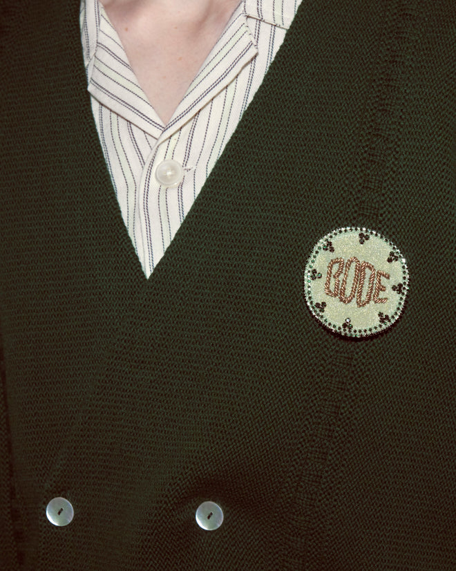 Double-Breasted Cardigan - Dark Green