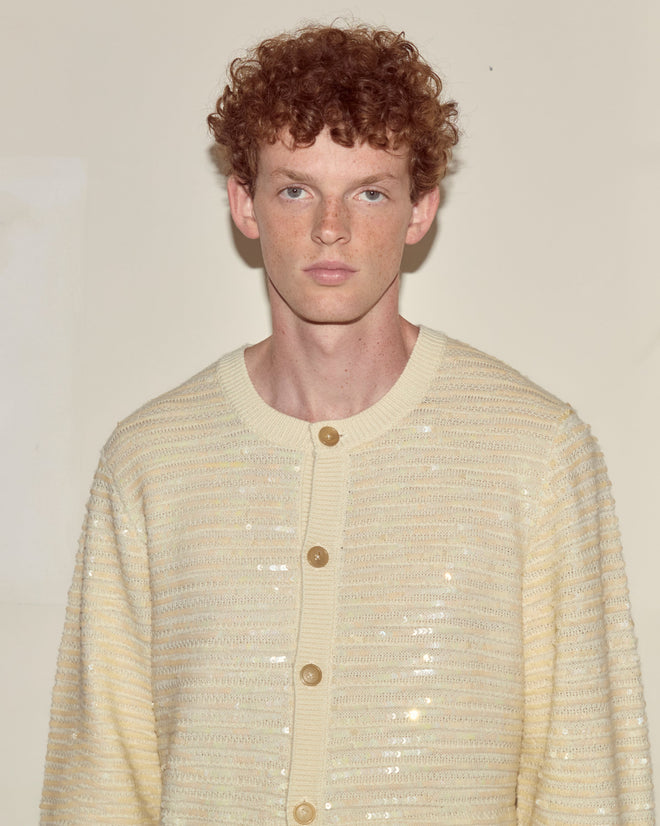 Sequin Spotlight Cardigan - Ivory