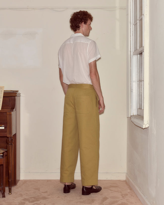 Wide Leg Snap Trousers - Ochre
