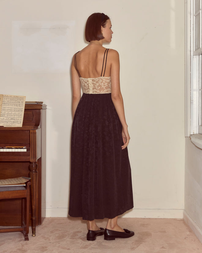 Trousseau Lace Slip Dress - Black