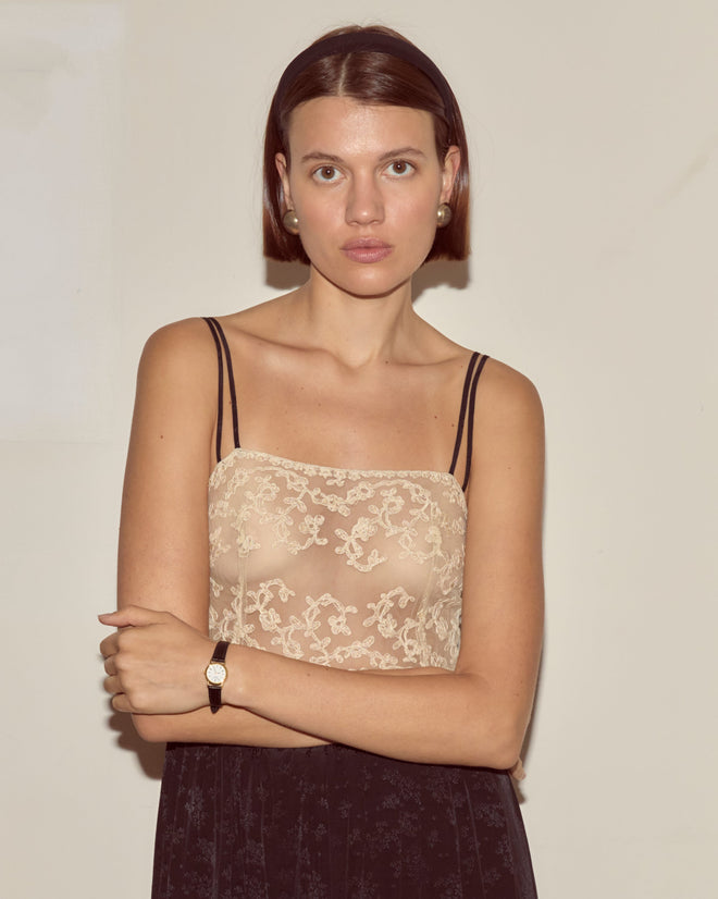 Trousseau Lace Slip Dress - Black
