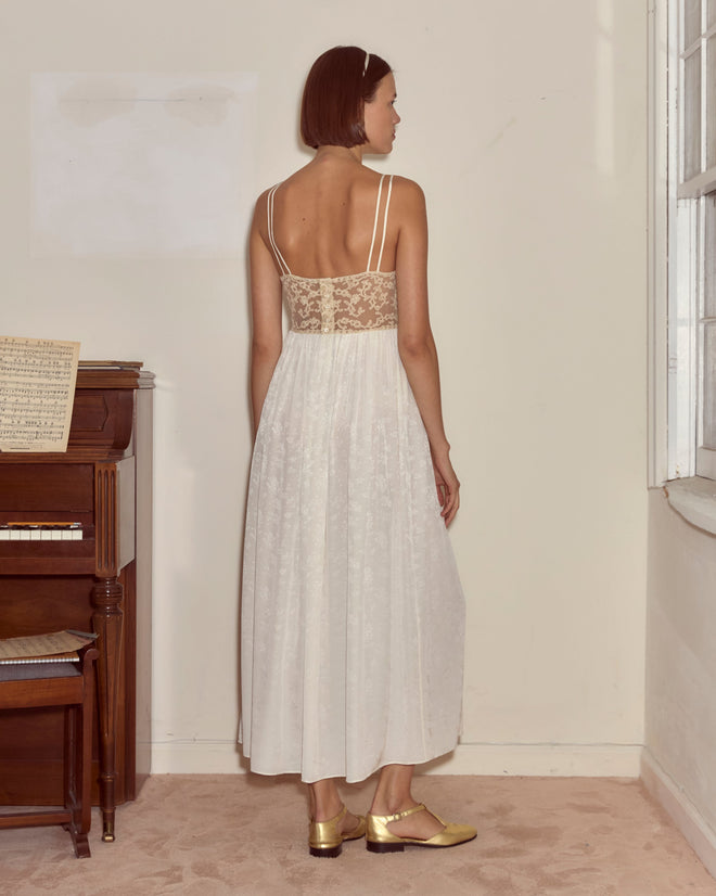 Trousseau Lace Slip Dress - Cream