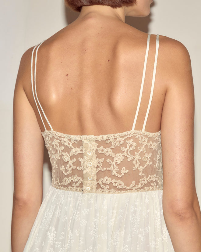 Trousseau Lace Slip Dress - Cream